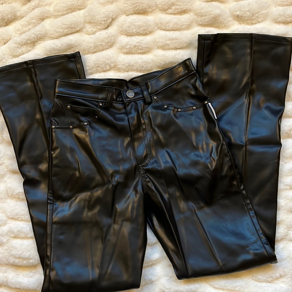 Girls (10) Black Pleather Pants